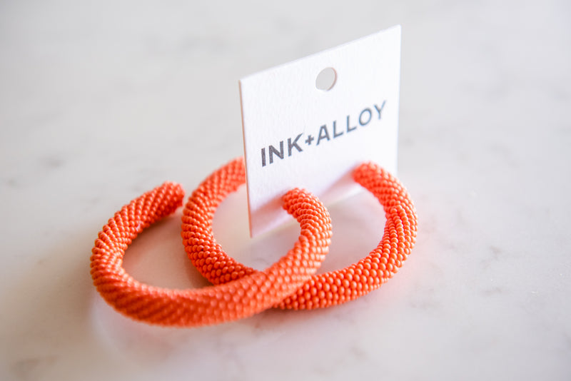 Large Beaded Hoop Earring